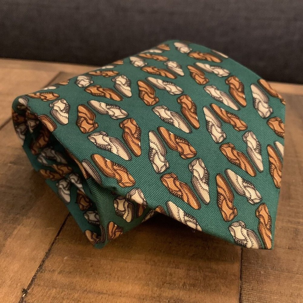Bally Tie 100% Silk Handmade Tie with Golf Shoes Pattern